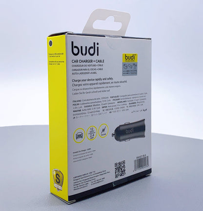 Budi CC627T3B 12W 2USB Car Charger with 3-in-1 Combo