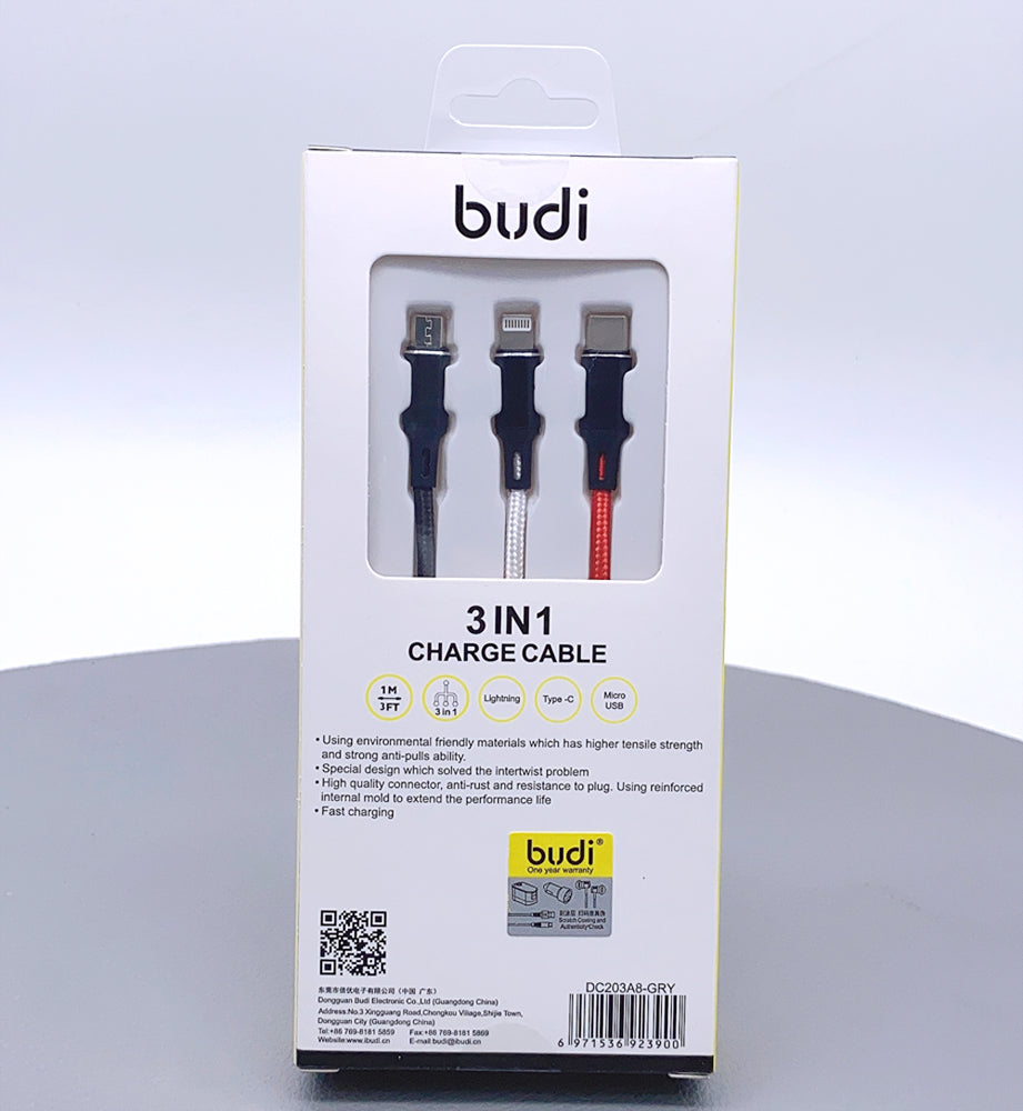 Budi DC203A8 1m 3 in 1 cable