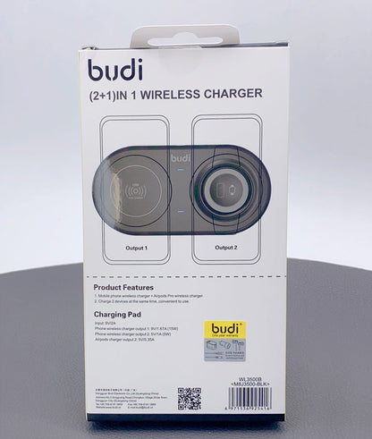 Budi 3 in 1 15W Wireless Charger For iOS/Android Apple Watch WL3500