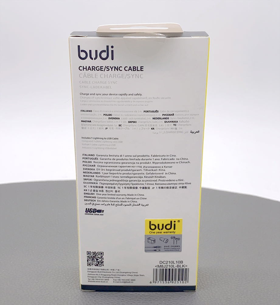 Budi DC210L10 1m USB-A to Lightning cable