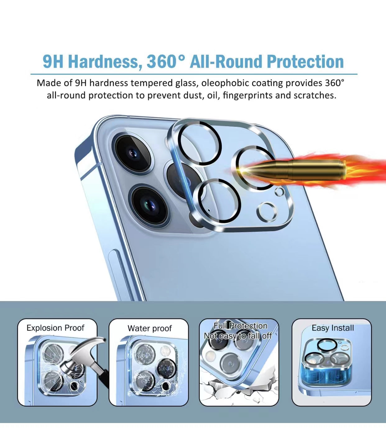 Camera lens glass screen protector for iPhone
