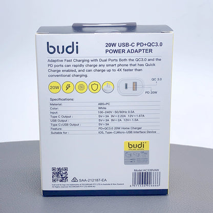 Budi AC339VAW PD 20W wall charger