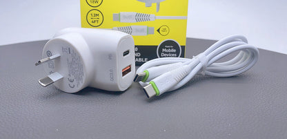 Budi AC339VATTW PD 20W wall charger with Type-C to C combo