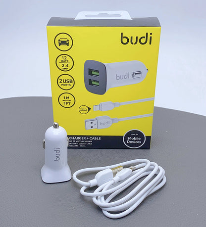 Budi CC631LW 2.4A 2USB Car Charger with USB-A to Lightning Combo