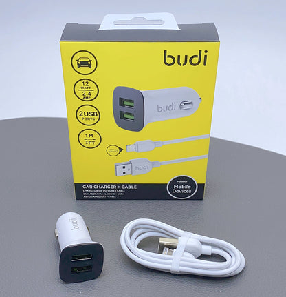 Budi CC631LW 2.4A 2USB Car Charger with USB-A to Lightning Combo
