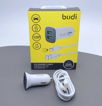 Budi CC631TW 2.4A 2USB Car Charger with USB-A to C Combo