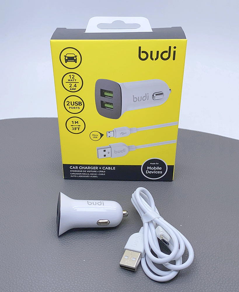 Bud CC631LW 2.4A 2USB Car Charger with USB-A to Micro Combo