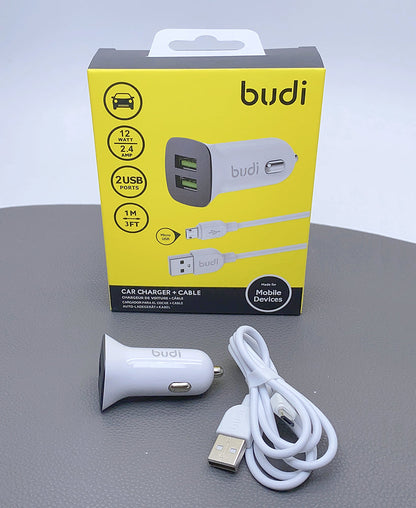 Bud CC631LW 2.4A 2USB Car Charger with USB-A to Micro Combo