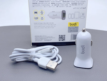 Bud CC631LW 2.4A 2USB Car Charger with USB-A to Micro Combo