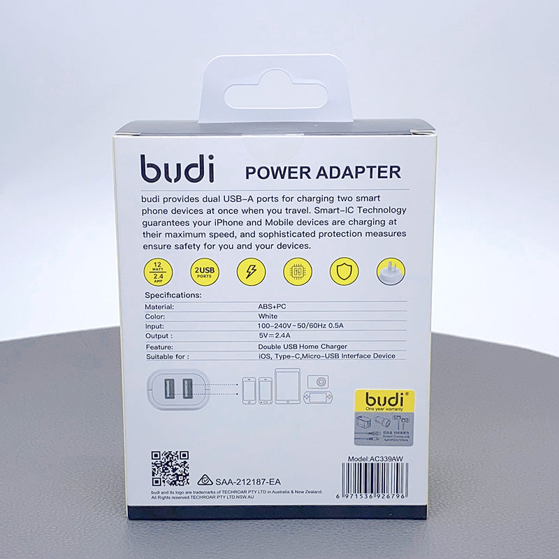Budi AC339AW 2.4A wall charger