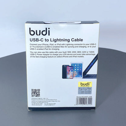 Budi DC206TL30 3m 20W Type-C to Lightning cable