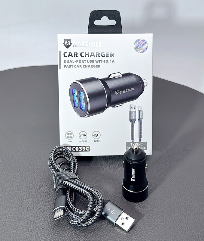 Maxguard MC039C 3.1A 2USB car charger with USB-A to C combo