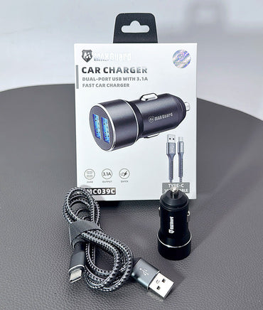Maxguard MC039C 3.1A 2USB car charger with USB-A to C combo