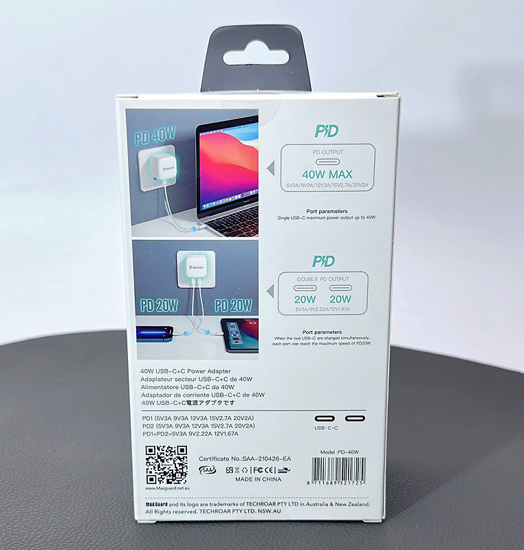 Maxguard  PD-40W USB C+C Power adapter (AC) wall charger