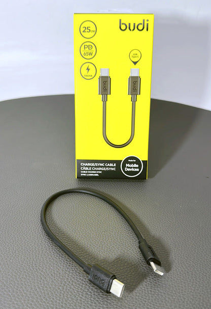 Budi DC023TT025B 25cm 65W Type-C to C Cable