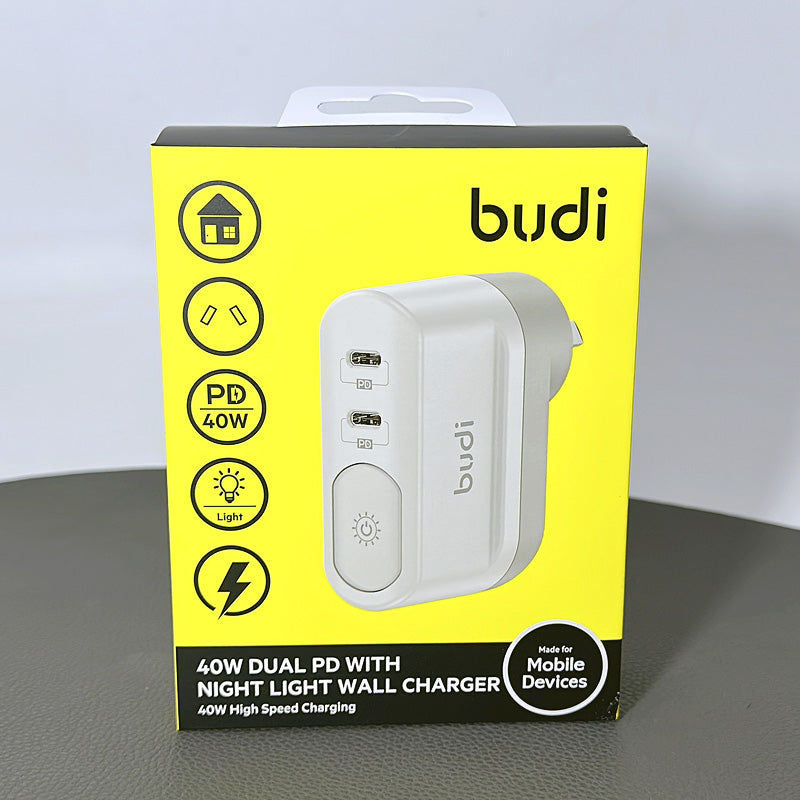 Budi M8J030AD PD 40W with night light wall charger
