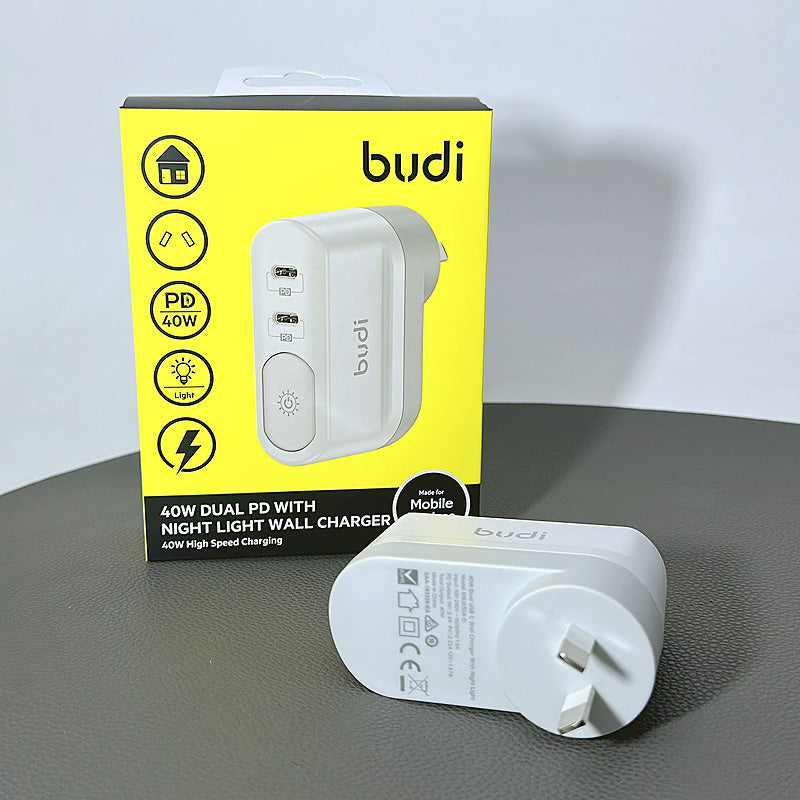 Budi M8J030AD PD 40W with night light wall charger