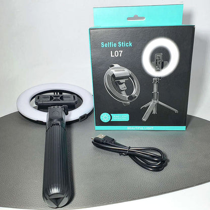 Wireless Selfie Stick with Dimmable Ring Light 360 Rotation L07