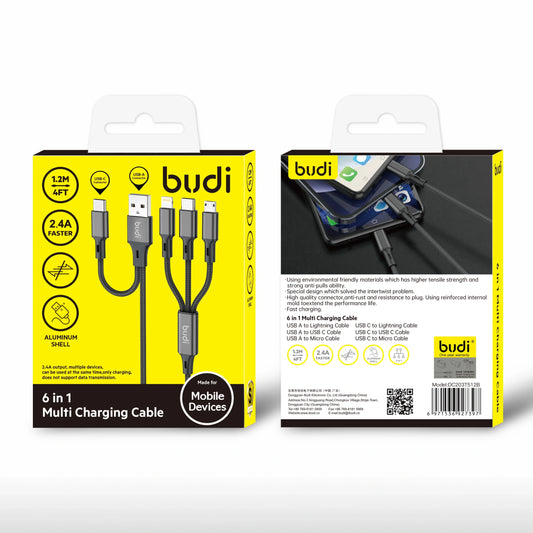 Budi DC203T512B  1.2m 6 in 1 cable
