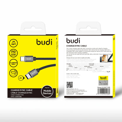 Budi DC206TT30B 3m 65W Type-C to C cable