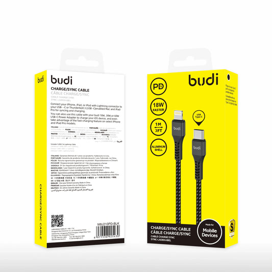 Budi DC210TL 1m 18W Type-C to Lightning cable
