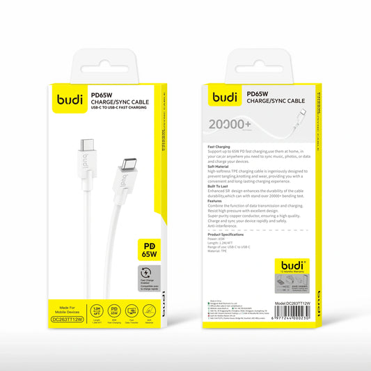 Budi DC263TT12 1.2m 65W Type-C to C Cable
