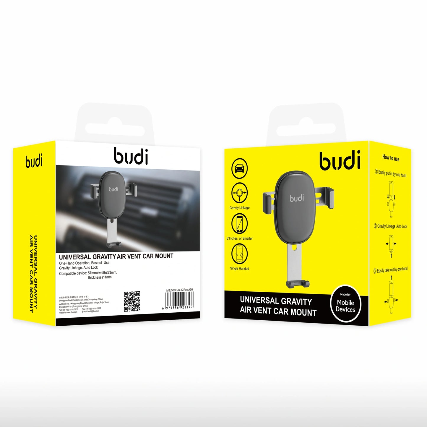 Budi CM500D gravity universal smart phone air vent car holder