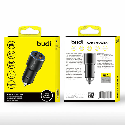 Budi CC628TQ8 38W UAB A+C Car Charger