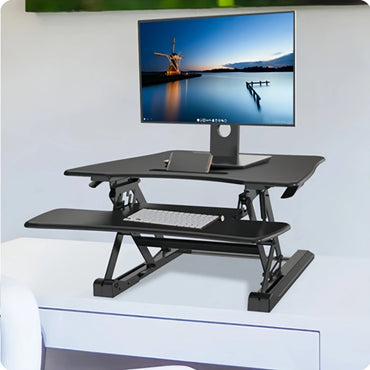 ONLINE Sit Stand Desk Adjustable Riser Ergonomic Work Station 730x590mm GLD07S