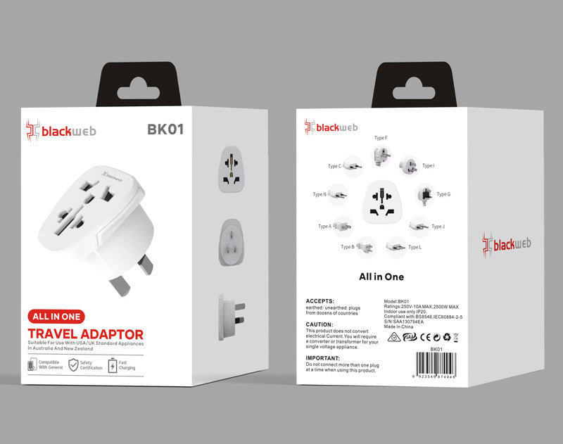 Blackweb/maxpower BK01/MBK01 All-in-One Travel Adapter