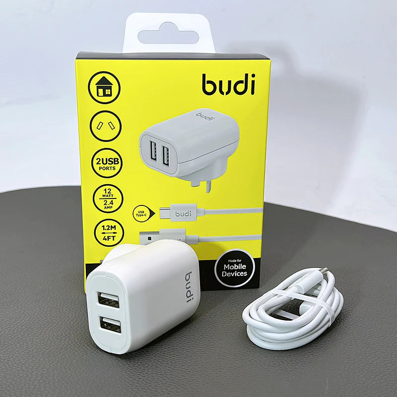 Budi AC339ATW 12W wall charger with USB-A to C combo