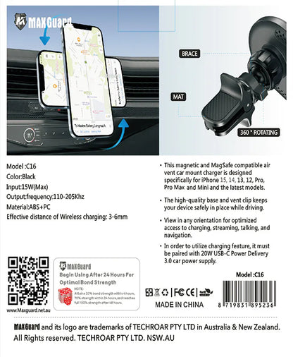 Maxguard C16 15W MagFit Car Holder Charger