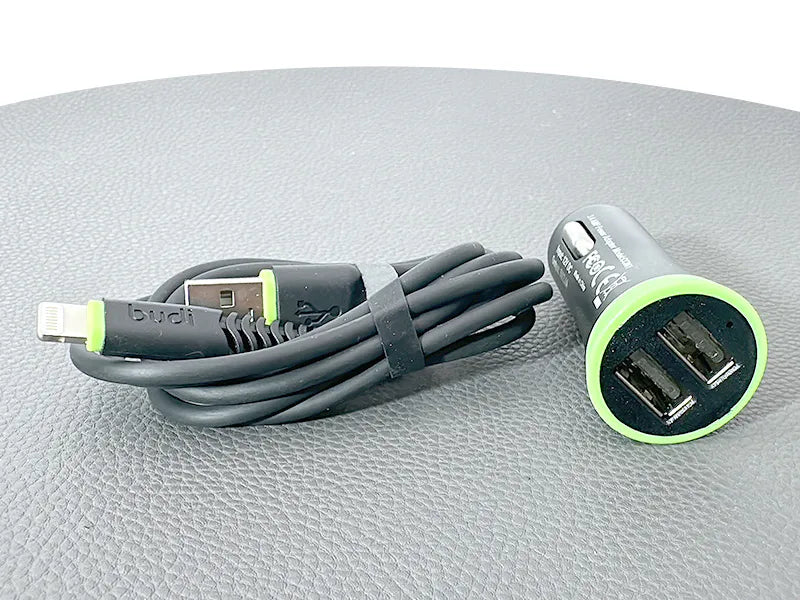 Budi CC061LB 3.4A 2USB Car Charger witht USB-A to Lightning combo