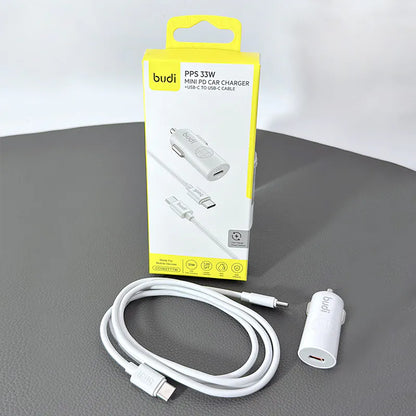 Budi CC062TTTW 33W USB C Mini car charger with Type-C to C combo