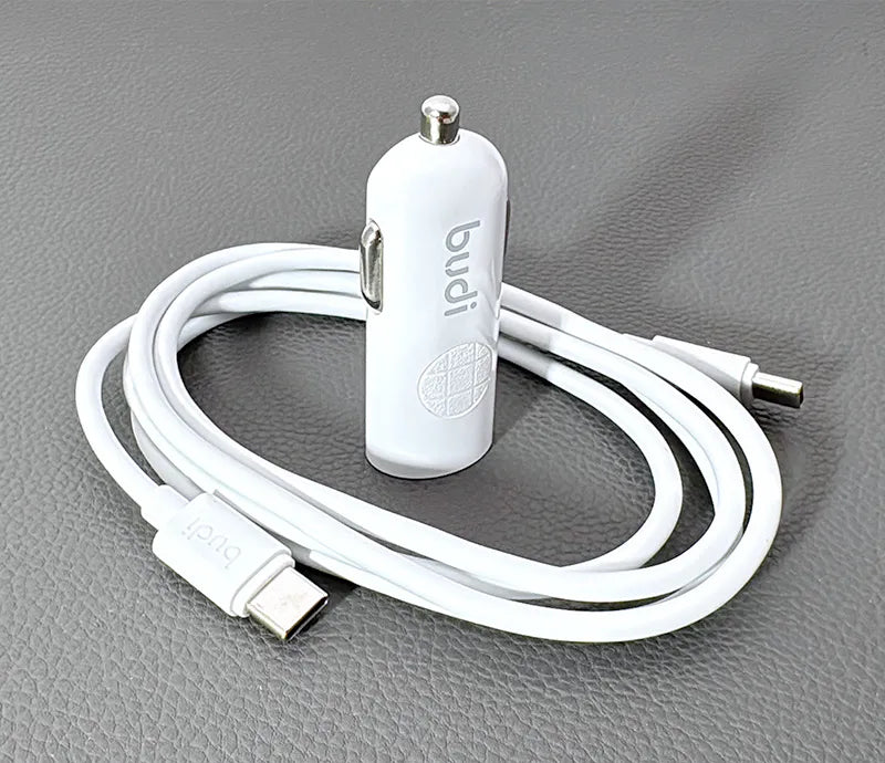 Budi CC062TTTW 33W USB C Mini car charger with Type-C to C combo