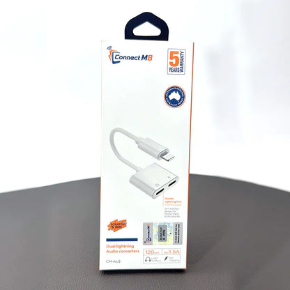 Connect M8 Dual Lightning Audio Converter CMAU2 (12cm, for iPhone 7/8/X/XS/XS MAX/XR)