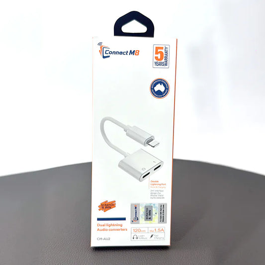 Connect M8 Dual Lightning Audio Converter CMAU2 (12cm, for iPhone 7/8/X/XS/XS MAX/XR)