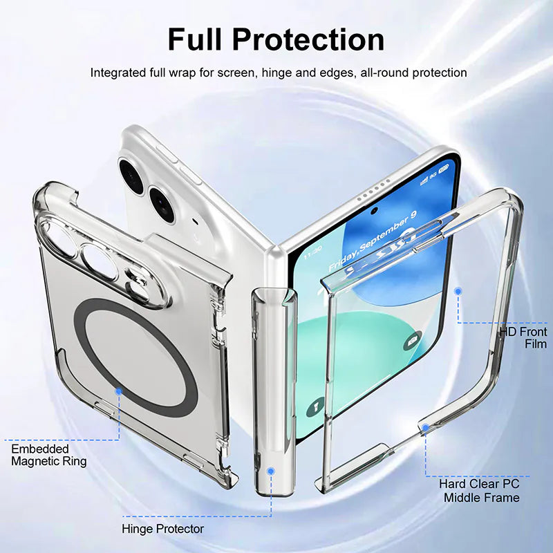 Case for iPhone Duo Crystal Foldmag (Built-in Tempered Glass)