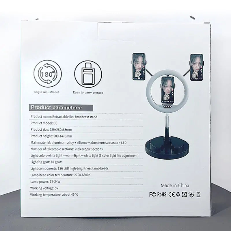 D6 Retractable Live Stand with 3-Color Fill Light