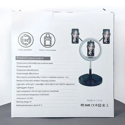 D6 Retractable Live Stand with 3-Color Fill Light