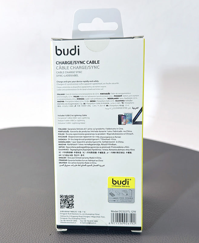 Budi DC023TL12 1.2m 35W Type-C to Lightning Cable