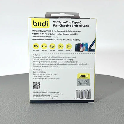 Budi DC253TTZ12 1.2m 65W Type-C to C Cable