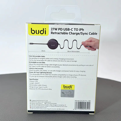 Budi DC257TL10B 1m 27W Type-C to Lightning Cable