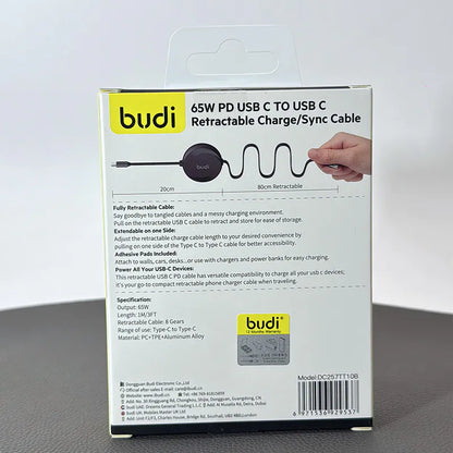 Budi DC257TT10B 1m 65W Type-C to C Cable