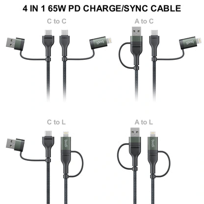 Budi DC259ATTL12B 65W 27W 4-in-1 Charge/SYNC Cable