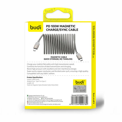 Budi DC268TT10G 1M 100W Type-C to C Magnetic Cable