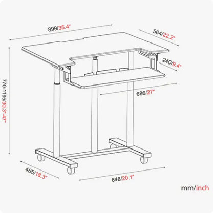 ONLINE Mobile WHEELY Sit Stand Desk Work Station 899X564MM FDS301
