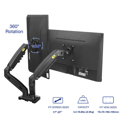Dual Monitor Desk Mount Adjustable Arms for 17-32 Screens F160
