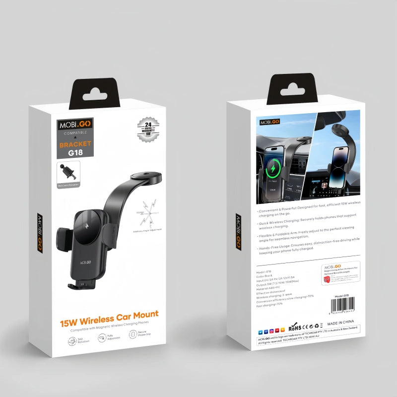 Mobigo G18 15W Wireless Car Mount Holder