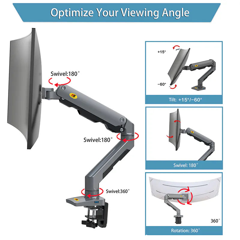 Industrial-Strength Curved Monitor Mount for 58 Screens G60G